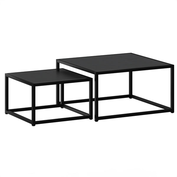 Worldwide Home Furnishings Quinn-2pc Contemporary Black Coffee Table Set - Stylish Nested Design For Modern Living Spaces Black Metal,Engineered Wood 303-524bk