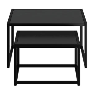 Worldwide Home Furnishings Quinn-2pc Contemporary Black Coffee Table Set - Stylish Nested Design For Modern Living Spaces Black Metal,Engineered Wood 303-524bk