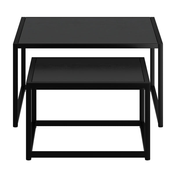 Worldwide Home Furnishings Quinn-2pc Contemporary Black Coffee Table Set - Stylish Nested Design For Modern Living Spaces Black Metal,Engineered Wood 303-524bk
