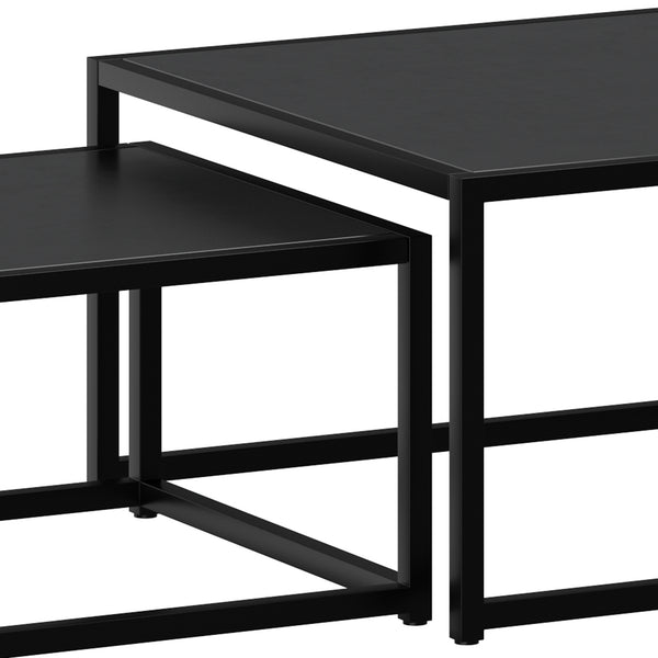 Worldwide Home Furnishings Quinn-2pc Contemporary Black Coffee Table Set - Stylish Nested Design For Modern Living Spaces Black Metal,Engineered Wood 303-524bk