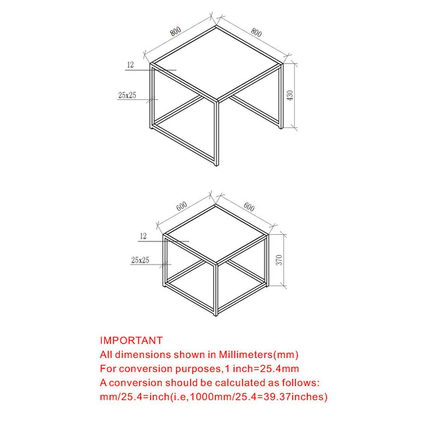 Worldwide Home Furnishings Quinn-2pc Contemporary Black Coffee Table Set - Stylish Nested Design For Modern Living Spaces Black Metal,Engineered Wood 303-524bk