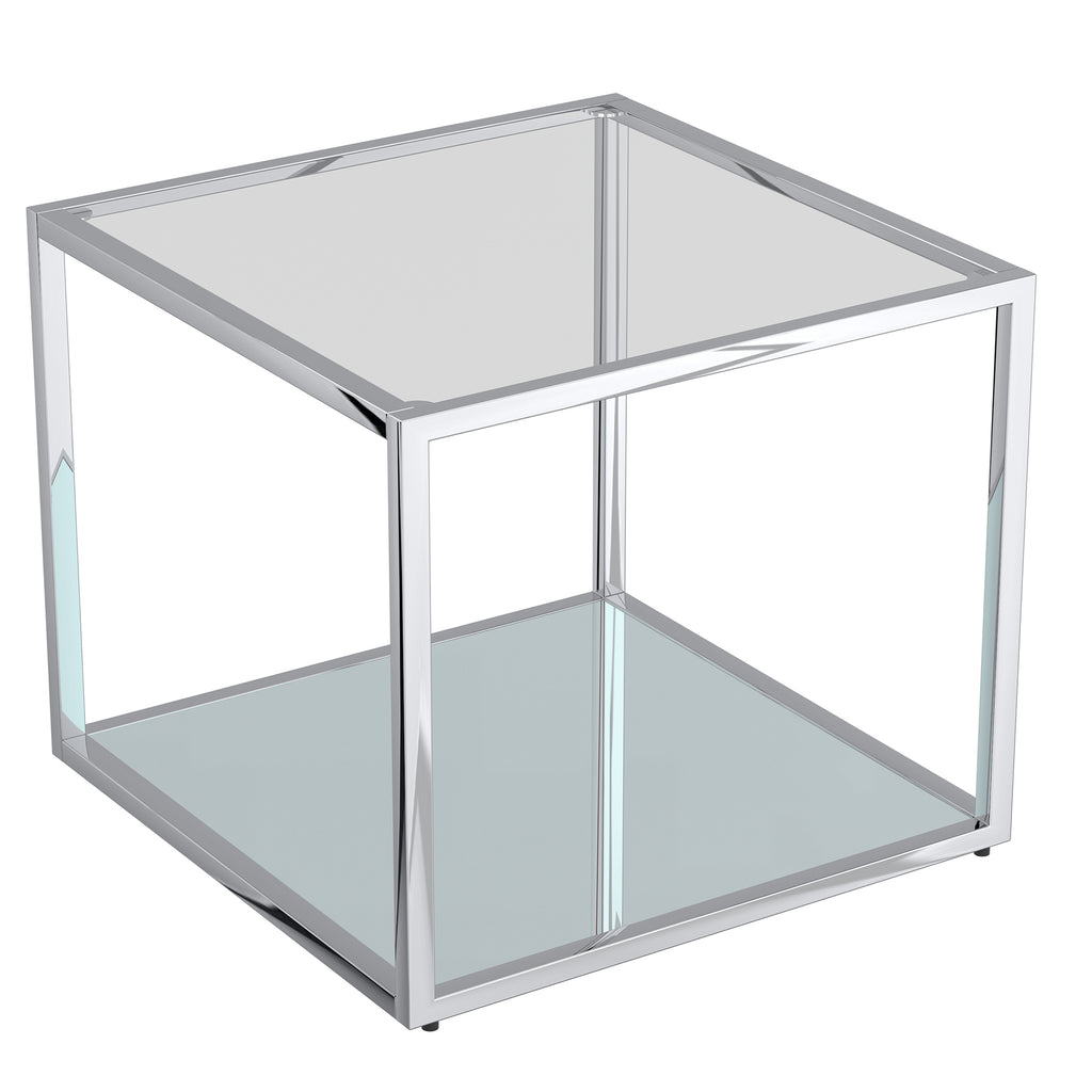 !nspire Casini 3 Piece Multi Tier Table Silver Metal/Glass