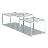 !nspire Casini 3 Piece Multi Tier Table Silver Metal/Glass