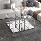 !nspire Casini 4 Piece Multi Tier Table Silver Metal/Glass
