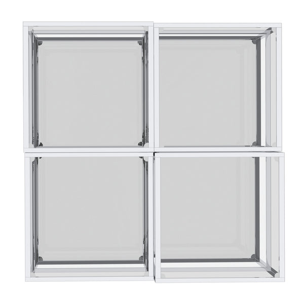 Worldwide Home Furnishings Casini-4pc Contemporary Modular Table Set For Creative Layouts And Perfect Space Fit Silver Metal,Glass 303-632ch-4