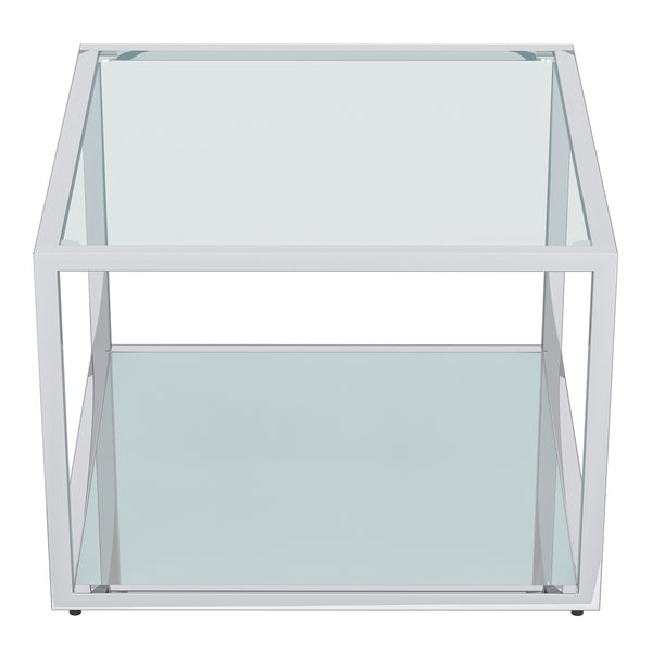 Worldwide Home Furnishings Casini-3pc Contemporary Modular Coffee Table Set For Creative Layouts In Any Living Space Silver Metal,Glass 303-632ch_S