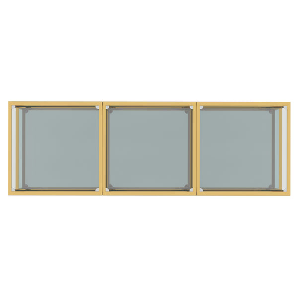 Worldwide Home Furnishings Casini-3pc Contemporary Modular Coffee Table Set For Creative Layouts In Any Living Space Gold Metal,Glass 303-632gl-3