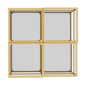 Worldwide Home Furnishings Casini-4pc Contemporary Modular Table Set For Creative Layouts And Perfect Space Fit Gold Metal,Glass 303-632gl-4