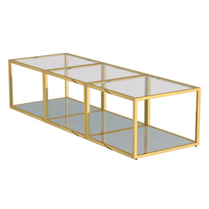 Worldwide Home Furnishings Casini-3pc Contemporary Modular Coffee Table Set For Creative Layouts In Any Living Space Gold Metal,Glass 303-632gl_S