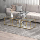 !nspire Casini 3 Piece Coffee Table Small Gold Metal/Glass