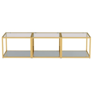 Worldwide Home Furnishings Casini-3pc Contemporary Modular Coffee Table Set For Creative Layouts In Any Living Space Gold Metal,Glass 303-632gl_S