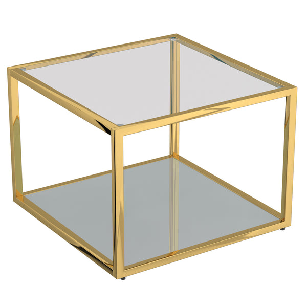 Worldwide Home Furnishings Casini-3pc Contemporary Modular Coffee Table Set For Creative Layouts In Any Living Space Gold Metal,Glass 303-632gl_S