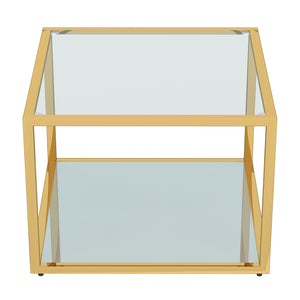 Worldwide Home Furnishings Casini-3pc Contemporary Modular Coffee Table Set For Creative Layouts In Any Living Space Gold Metal,Glass 303-632gl_S