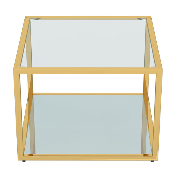 Worldwide Home Furnishings Casini-3pc Contemporary Modular Coffee Table Set For Creative Layouts In Any Living Space Gold Metal,Glass 303-632gl_S