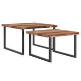 !nspire Jivin 2 Piece Coffee Table Set Natural Natural/Black Solid Wood/Iron