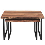 !nspire Jivin 2 Piece Coffee Table Set Natural Natural/Black Solid Wood/Iron