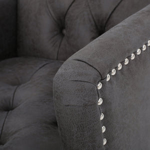 English Elm Christopher Knight Home® - HARRISON Tufted Club Chair with Diamond-Stitched Back, Nailhead Trim and Turned Birch Legs for Comfort and Style Slate 53444.00MFSLA