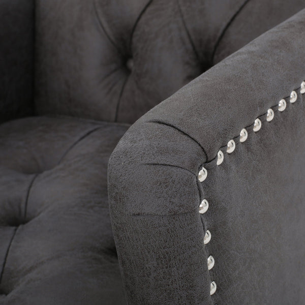 English Elm Christopher Knight Home® - HARRISON Tufted Club Chair with Diamond-Stitched Back, Nailhead Trim and Turned Birch Legs for Comfort and Style Slate 53444.00MFSLA