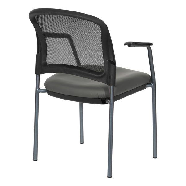 OSP Home Furnishings Progrid Mesh Back Stackable Chair with Titanium Frame for Conference Rooms Steel 86710R-R112