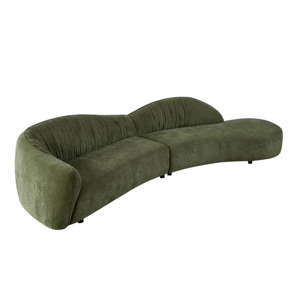 English Elm 145.67'' Mid-Century Green Upholstered Sofa With Right-Facing Chaise For Stylish Living Spaces & Comfort W876S00323