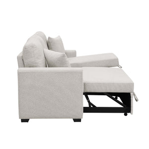 English Elm 76.5" Convertible Sectional Sleeper Sofa with Chaise and Hidden Storage Compartment B355S00014