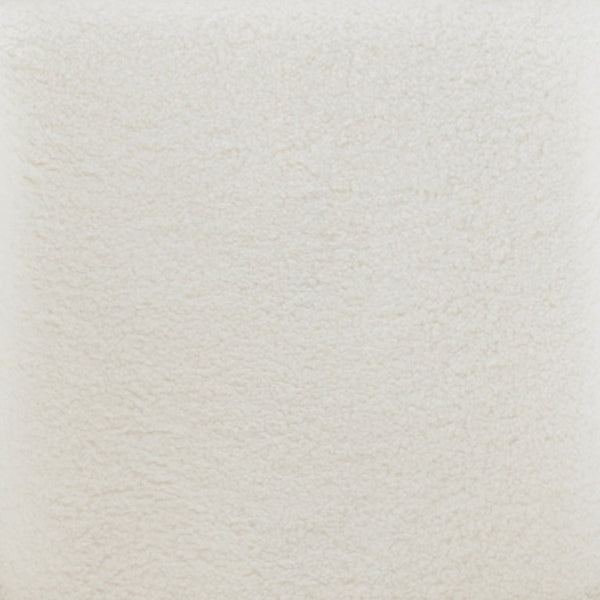 EuroStyle Lennart Swivel Lounge Chair Sherpa Seat Leatherette Back Mid-Century Living Room Ivory/Brown 30344IVRY-KIT