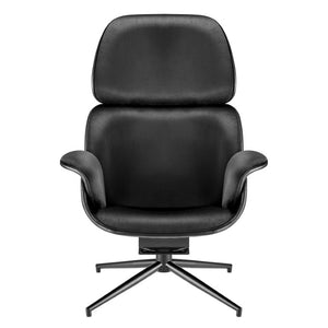 EuroStyle Lennart Swivel Lounge Chair Velvet and Leatherette Upholstered Modern Accent Seat 30345BLK-KIT
