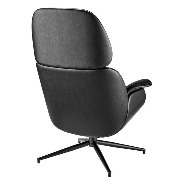 EuroStyle Lennart Swivel Lounge Chair Velvet and Leatherette Upholstered Modern Accent Seat 30345BLK-KIT