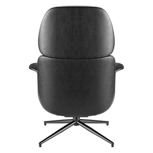 EuroStyle Lennart Swivel Lounge Chair Velvet and Leatherette Upholstered Modern Accent Seat 30345BLK-KIT