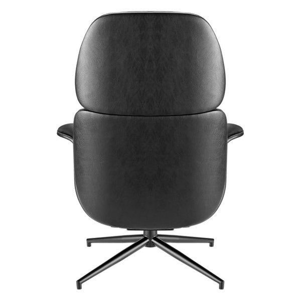 EuroStyle Lennart Swivel Lounge Chair Velvet and Leatherette Upholstered Modern Accent Seat 30345BLK-KIT
