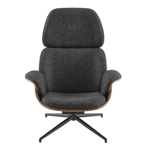 Lennart Swivel Lounge Chair in Modern Fabric and Leatherette with Stylish Base for Chic Interiors