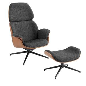 Lennart Swivel Lounge Chair in Modern Fabric and Leatherette with Stylish Base for Chic Interiors