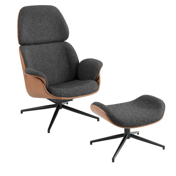 Lennart Swivel Lounge Chair in Modern Fabric and Leatherette with Stylish Base for Chic Interiors