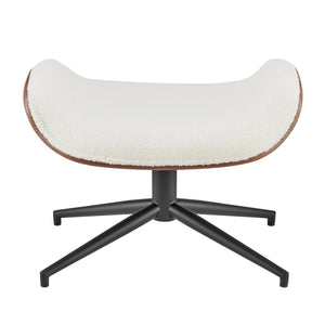 Eurostyle Lennart Ottoman – Modern Ivory Fabric & Brown Leatherette Design With Sturdy Matte Black Base Ivory,Brown Leatherette And Fabric Over Foam 30347-ivry