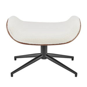 EuroStyle Lennart Sherpa and Leatherette Two-Tone Ottoman with Powder-Coated Steel Base Ivory/Brown 30347-IVRY