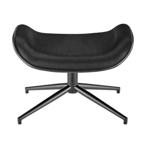 EuroStyle Lennart Sherpa and Leatherette Two-Tone Ottoman with Powder-Coated Steel Base Black 30348-BLK