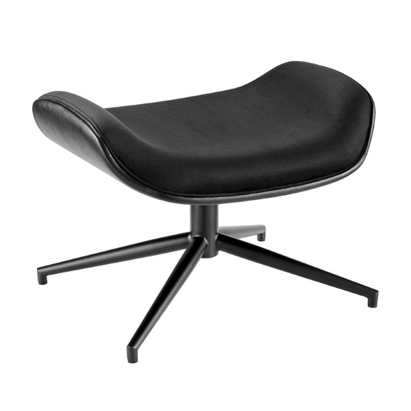EuroStyle Lennart Sherpa and Leatherette Two-Tone Ottoman with Powder-Coated Steel Base Black 30348-BLK