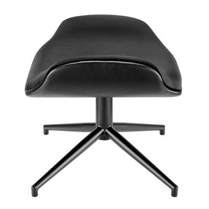 EuroStyle Lennart Sherpa and Leatherette Two-Tone Ottoman with Powder-Coated Steel Base Black 30348-BLK