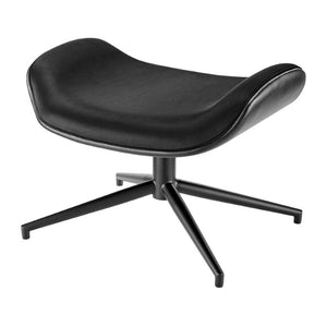 EuroStyle Lennart Sherpa and Leatherette Two-Tone Ottoman with Powder-Coated Steel Base Black 30348-BLK