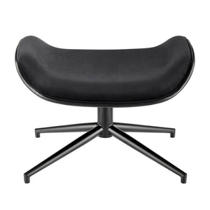 EuroStyle Lennart Sherpa and Leatherette Two-Tone Ottoman with Powder-Coated Steel Base Black 30348-BLK