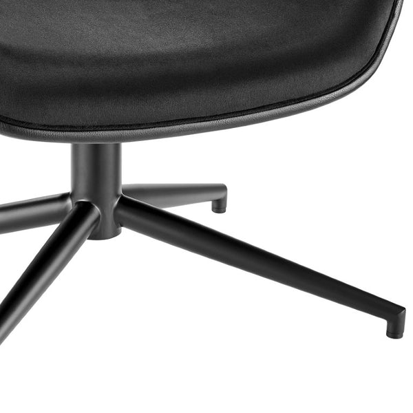 EuroStyle Lennart Sherpa and Leatherette Two-Tone Ottoman with Powder-Coated Steel Base Black 30348-BLK