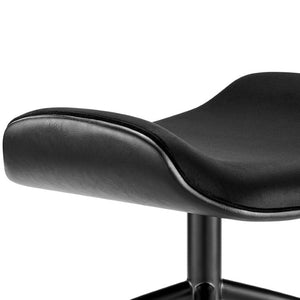 EuroStyle Lennart Sherpa and Leatherette Two-Tone Ottoman with Powder-Coated Steel Base Black 30348-BLK