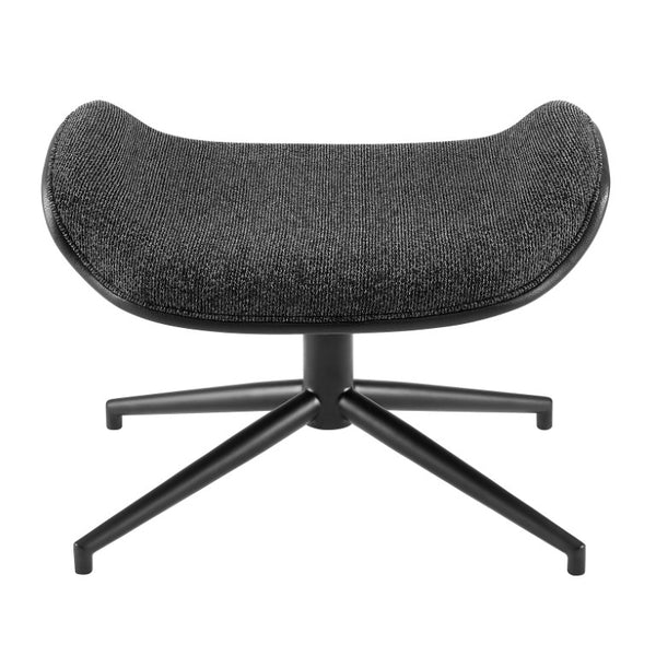 EuroStyle Lennart Sherpa and Leatherette Two-Tone Ottoman with Powder-Coated Steel Base Black/Black/Matte Black 30349-BLK