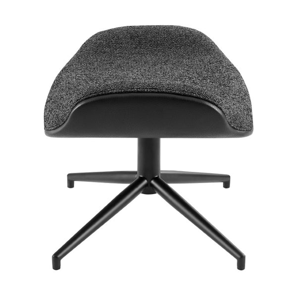 EuroStyle Lennart Sherpa and Leatherette Two-Tone Ottoman with Powder-Coated Steel Base Black/Black/Matte Black 30349-BLK