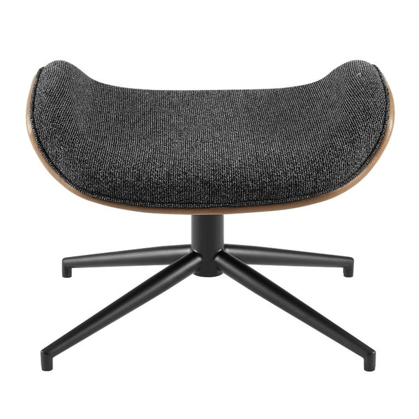 EuroStyle Lennart Sherpa and Leatherette Two-Tone Ottoman with Powder-Coated Steel Base Black/Brown/Matte Black 30349-BRN