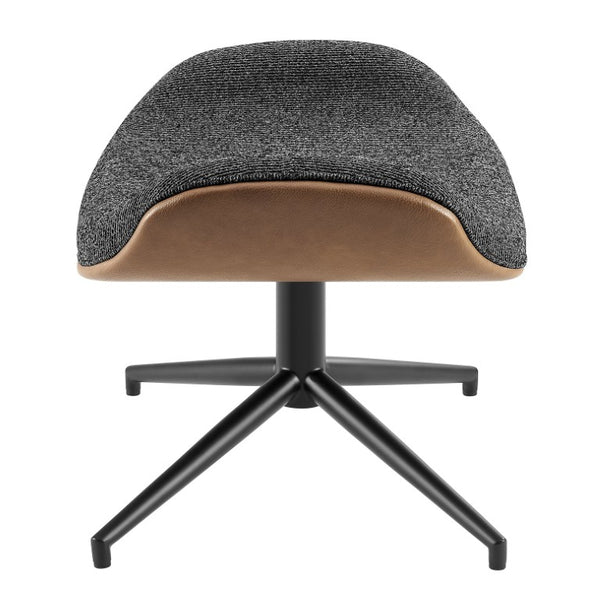 EuroStyle Lennart Sherpa and Leatherette Two-Tone Ottoman with Powder-Coated Steel Base Black/Brown/Matte Black 30349-BRN