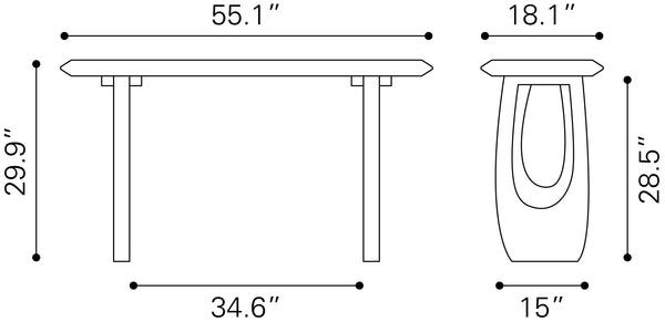 Arasan Console Table Black 110226 Zuo Modern