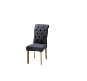 Homeroots Set Of Two Tufted Blue And Brown Upholstered Linen Dining Parsons Chairs Blue Wood 303555