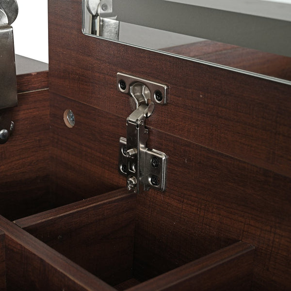 English Elm 3-in-1 Vanity Desk with LED Flip Mirror, Compact Makeup/Dressing Table with Storage Drawers & Stool Walnut N844P291656W