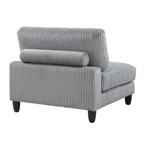 English Elm 5pc Modular Sectional Sofa Set in Corduroy Upholstery with Ottoman & Accent Pillows, Modern Luxe Gray 40 L x 40 W x 13.5 H B011S01560